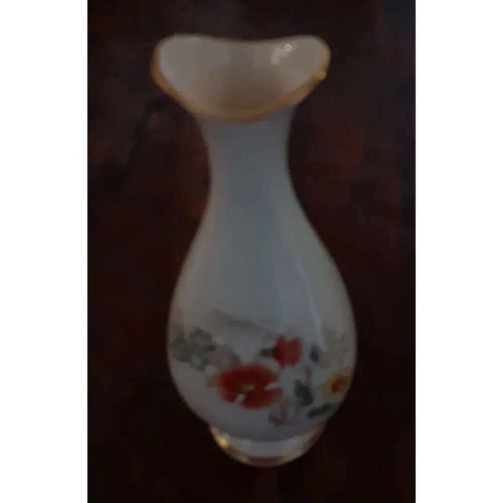 Vintage Lenox Hand Decorated w/ 18K Gold Floral Bud Vase Japandi